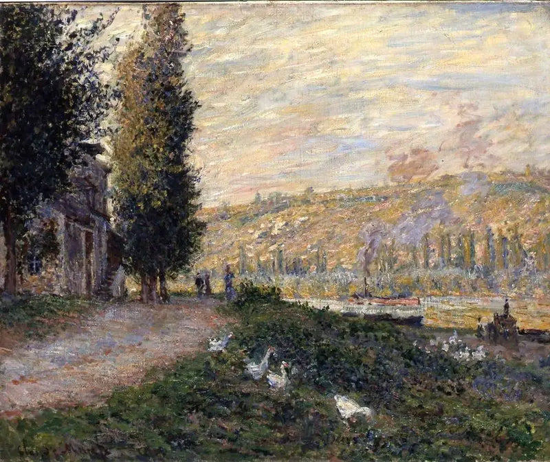 The Bank at Lavacourt - Claude Monet
