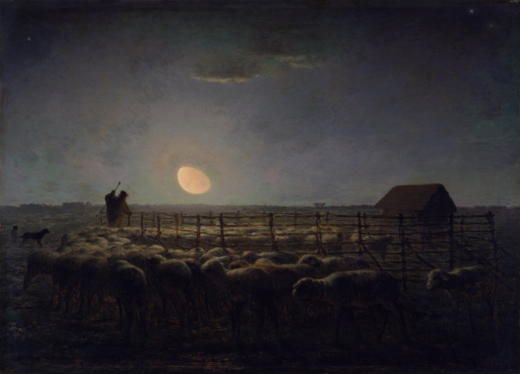 The Sheepfold, Moonlight - Jean-François Millet