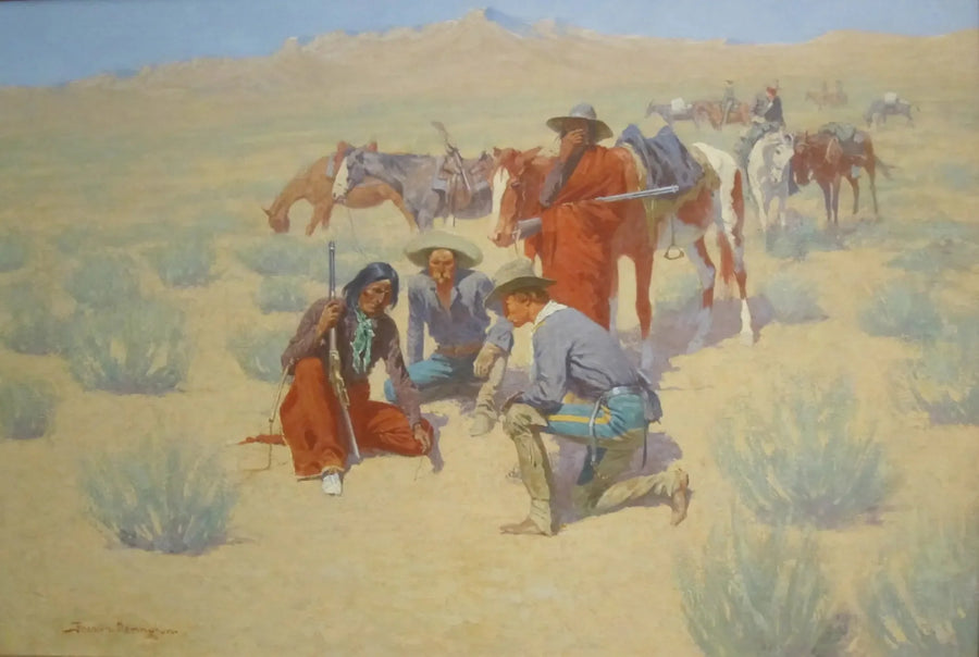 The map in the sand - Frederic Remington