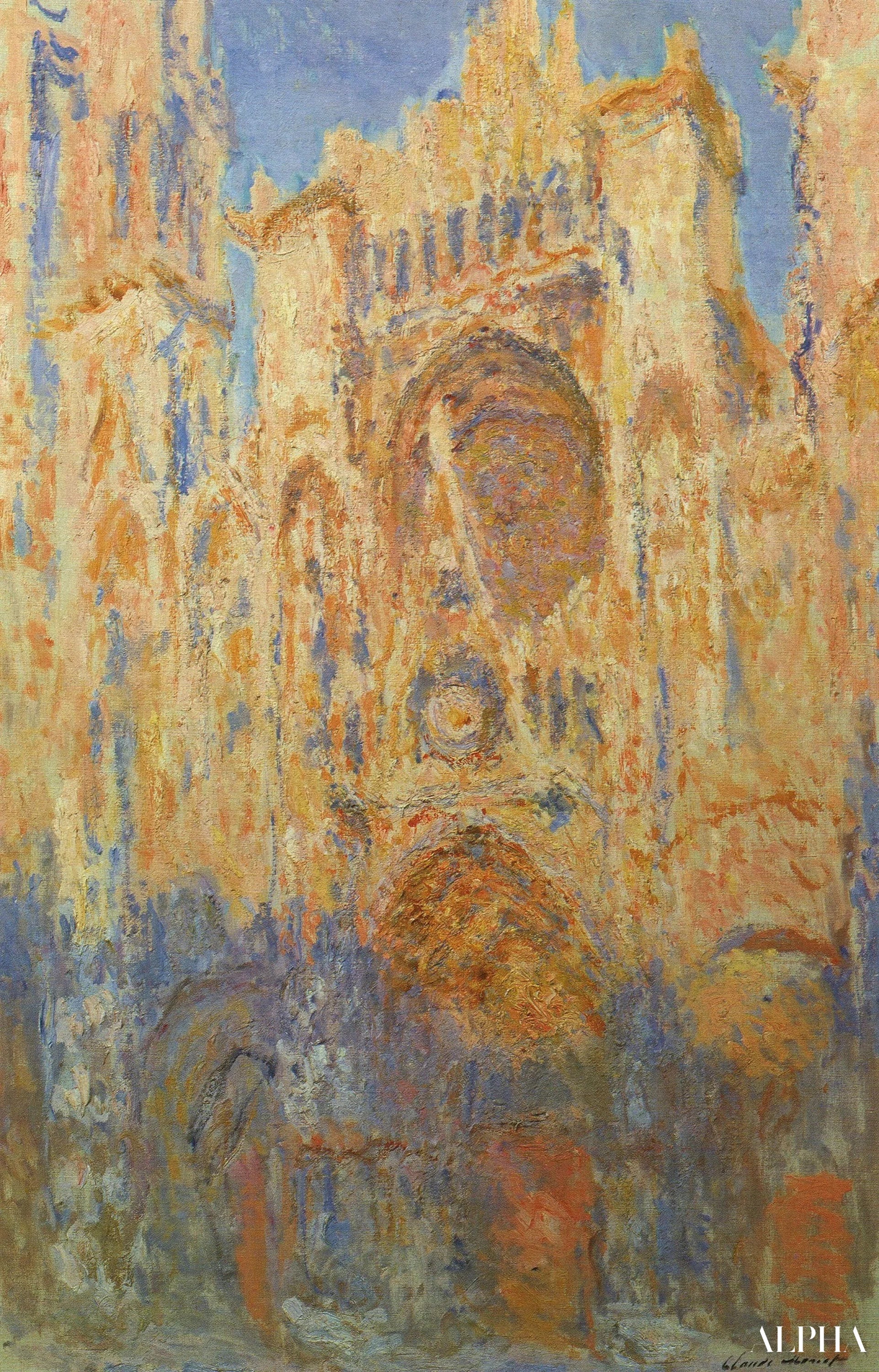 La Cathédrale de Rouen, façade, soleil couchant (W1327) - Claude Monet - Reproductions de tableaux et peintures haut de gamme
