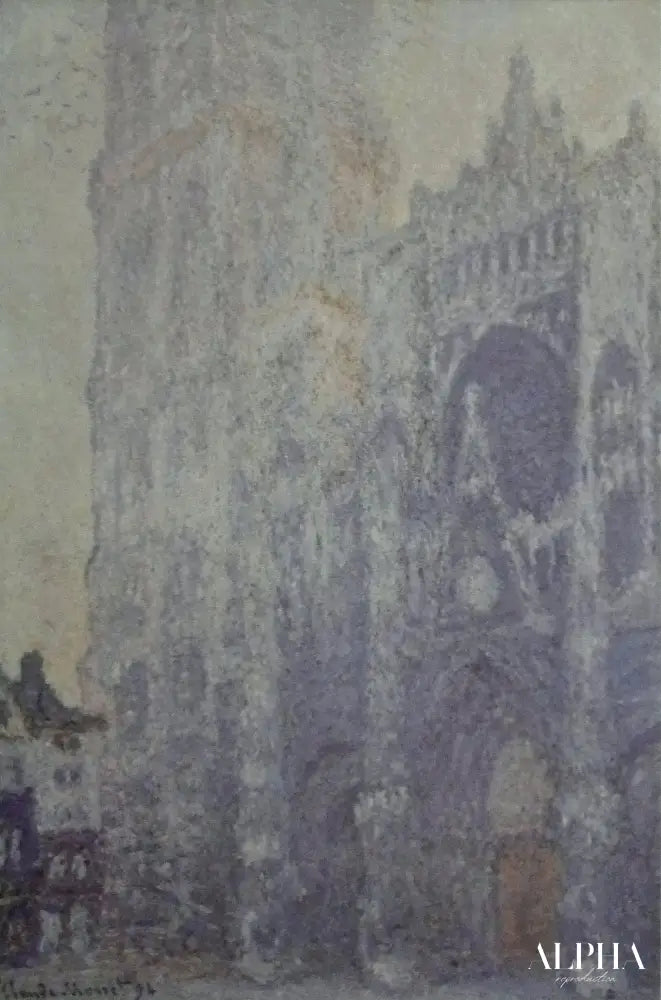 La Cathédrale de Rouen. Le portail et la tour Saint-Romain, effet du matin ; harmonie blanche (W1346) - Claude Monet - Reproductions de tableaux et peintures haut de gamme