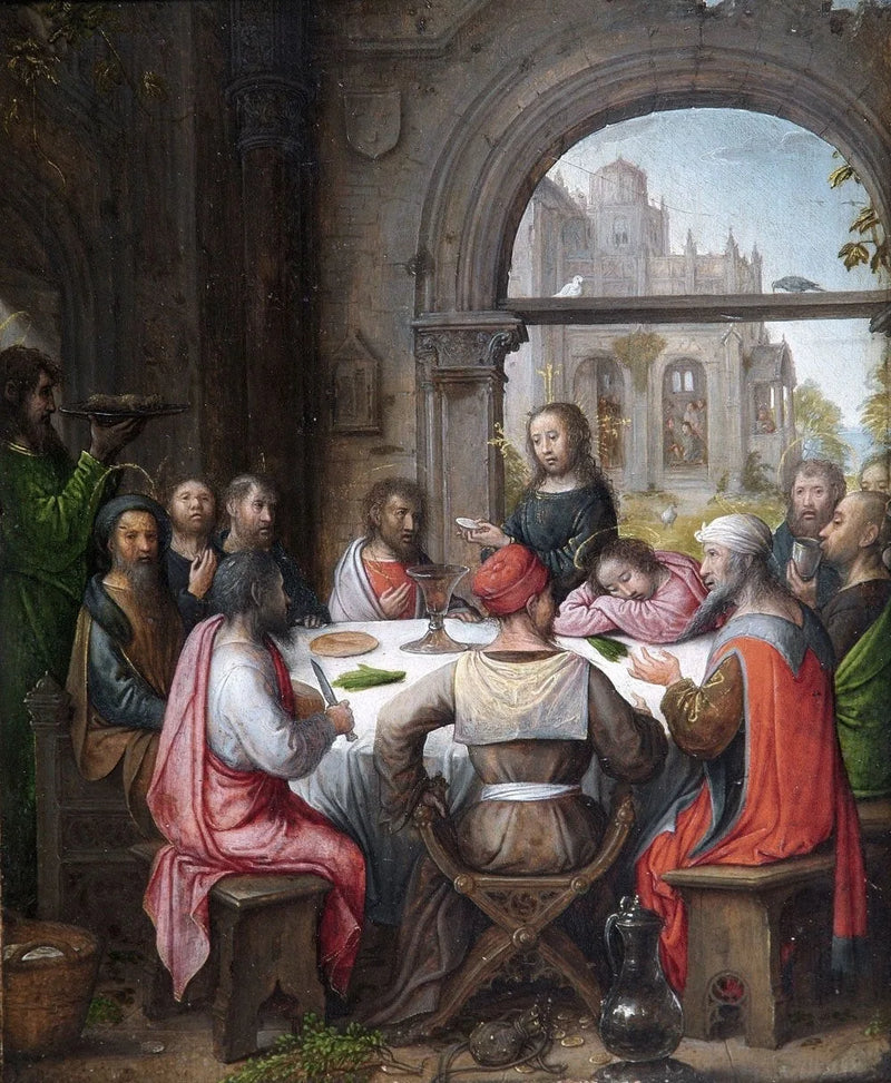 The Last Supper with the Institution of the Eucharist and the Foot Washing by Christ - Juan de Flandes