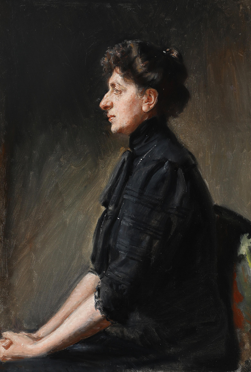 Singer Elisabeth Dons, seated, dressed in black. - Michael Peter Ancher
