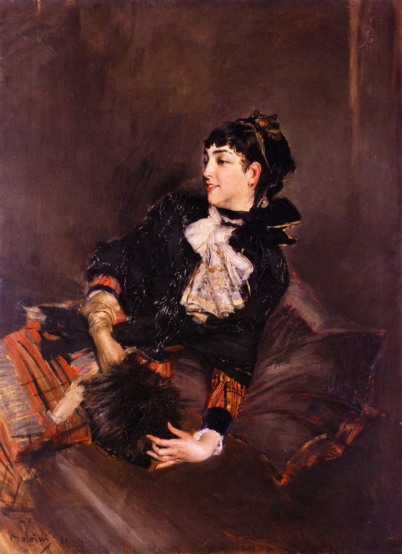The Countess Gabrielle de Rasty on a sofa - Giovanni Boldini