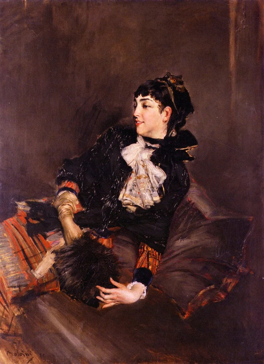 The Countess Gabrielle de Rasty on a sofa - Giovanni Boldini