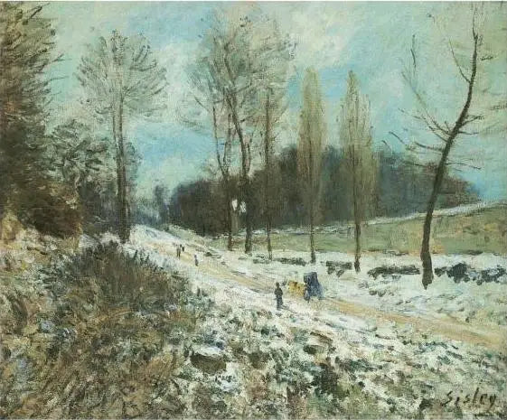 La Côte du Cœur-Volant à Marly sous la neige - Alfred Sisley image 1 reproduction artisanale de tableau
