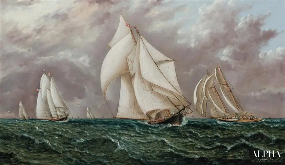 La course de yachts - James E. Buttersworth - Reproductions de tableaux et peintures haut de gamme