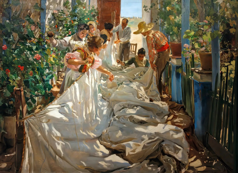 The Sewing of the Sail - Joaquín Sorolla