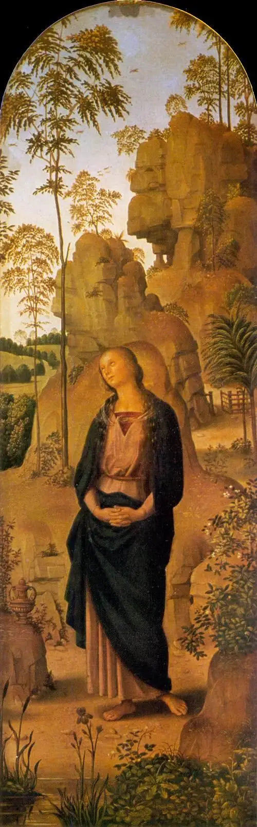 The Crucifixion with the Virgin, Saint John, Saint Jerome, and Saint Mary Magdalene [right panel] - Pietro Perugino
