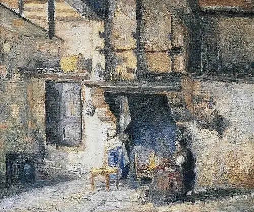 The kitchen of the Piette house, Montfoucault - Camille Pissarro