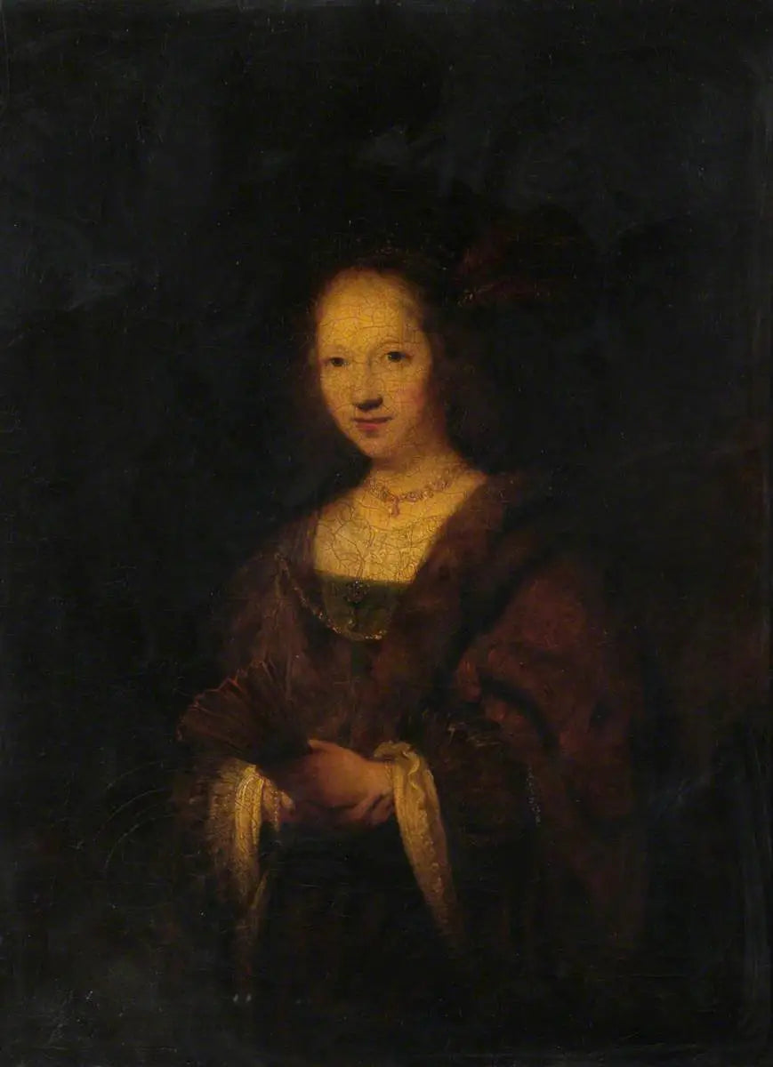 The Lady with the Fan (after Rembrandt) - Joshua Reynolds