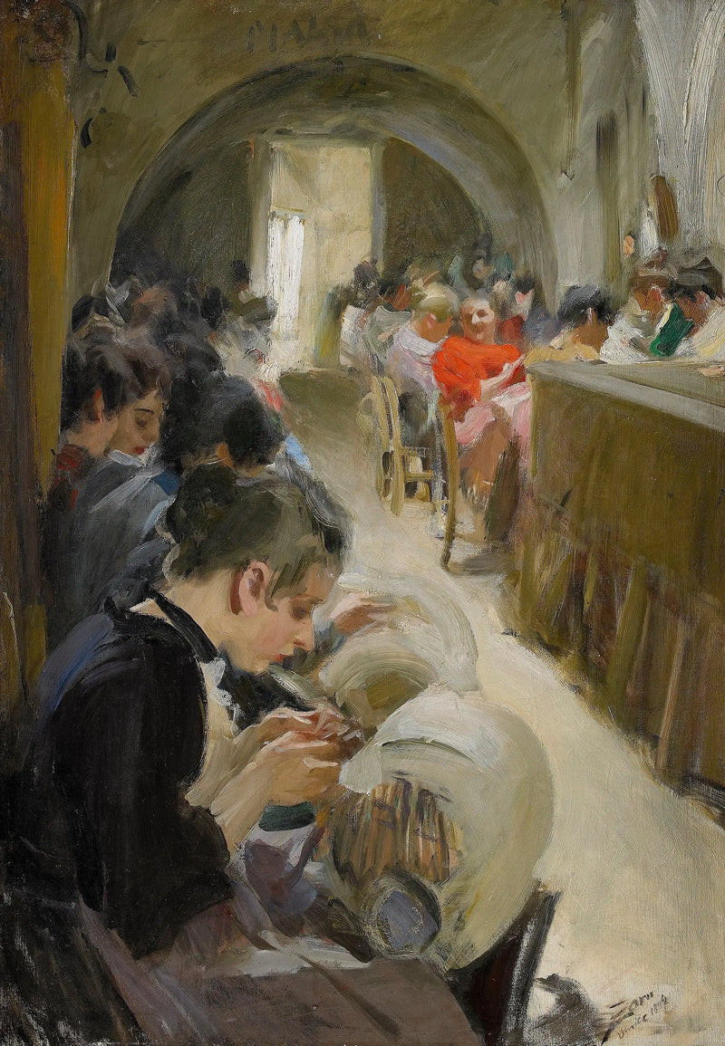 The fabrication of lace in Venice - Anders Zorn