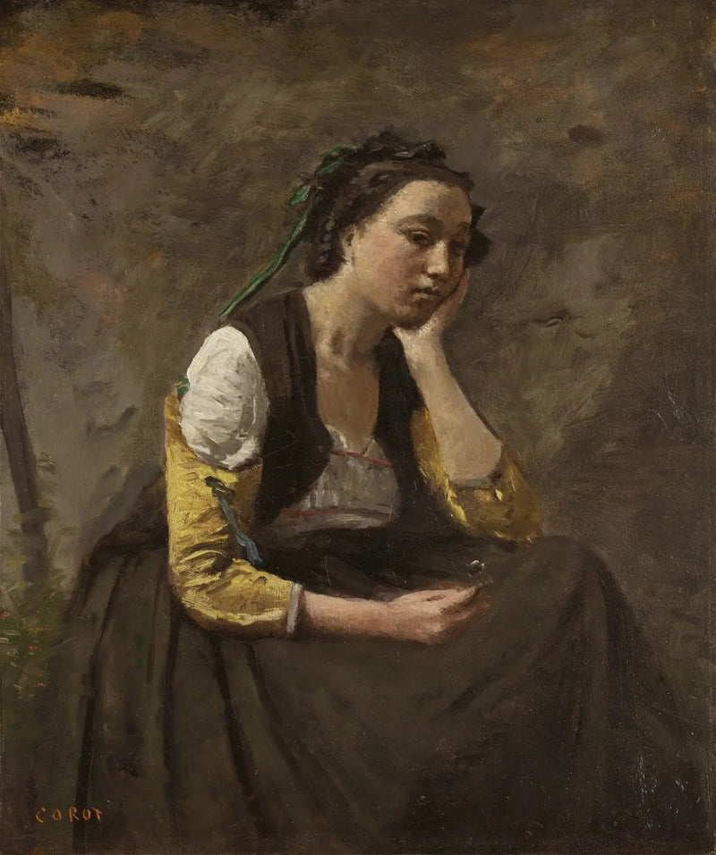 The Woman in Thought - Jean-Baptiste Camille Corot