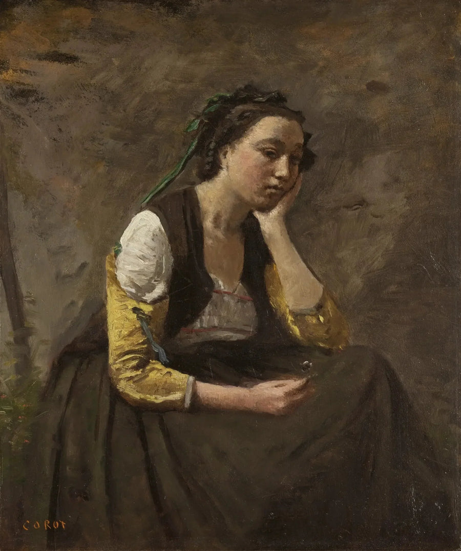 The Woman in Thought - Jean-Baptiste Camille Corot