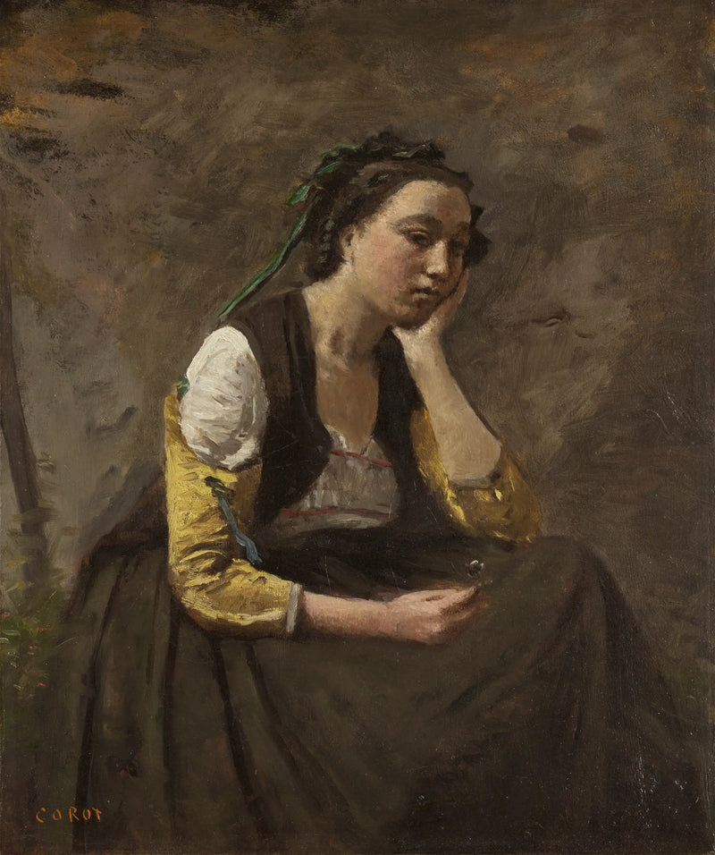 The Woman in Thought - Jean-Baptiste Camille Corot