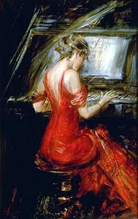 La femme en rouge - Giovanni Boldini image 1 copie de tableau peinte à la main