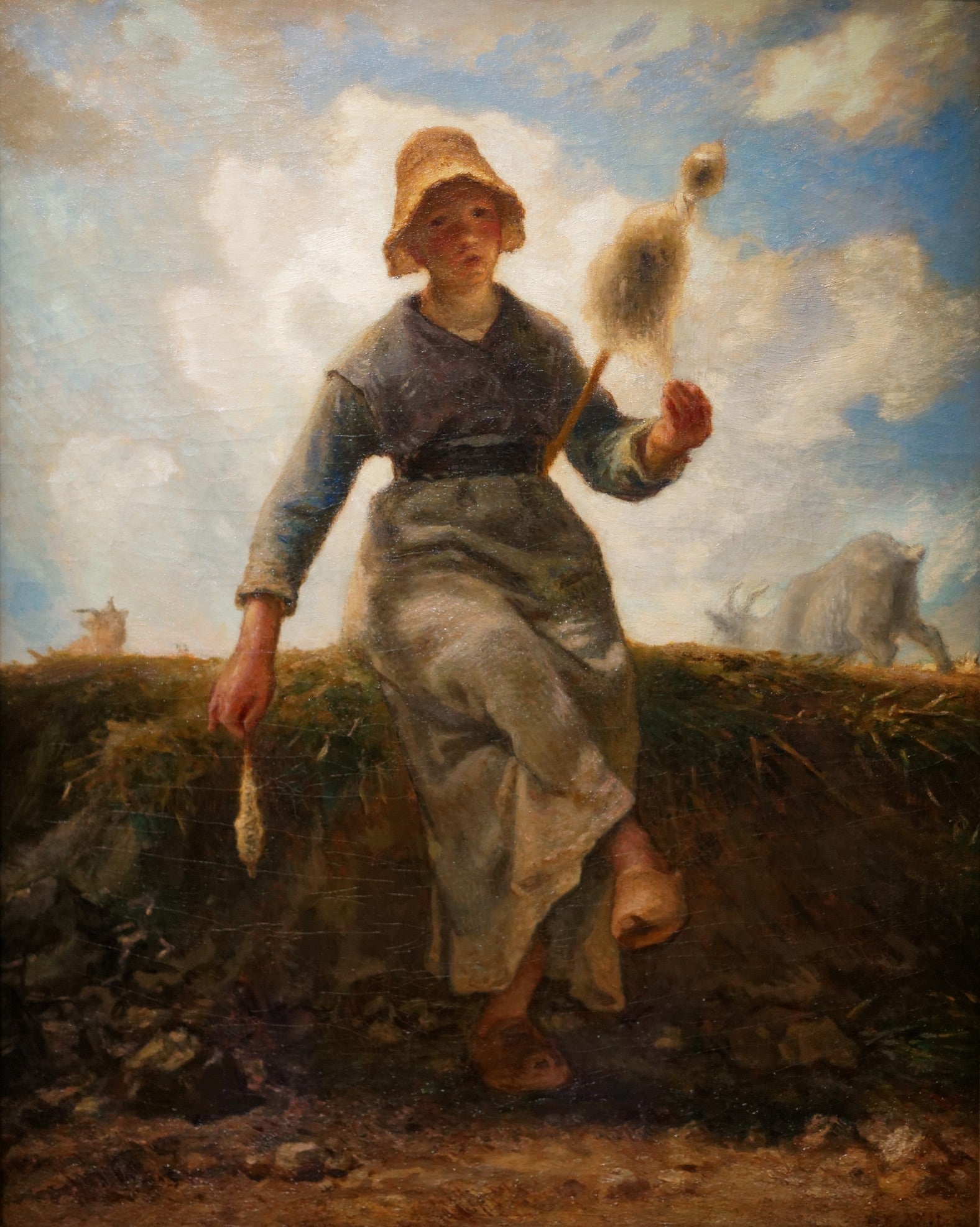 The Spinning Woman, Auvergne goat herder - Jean-François Millet