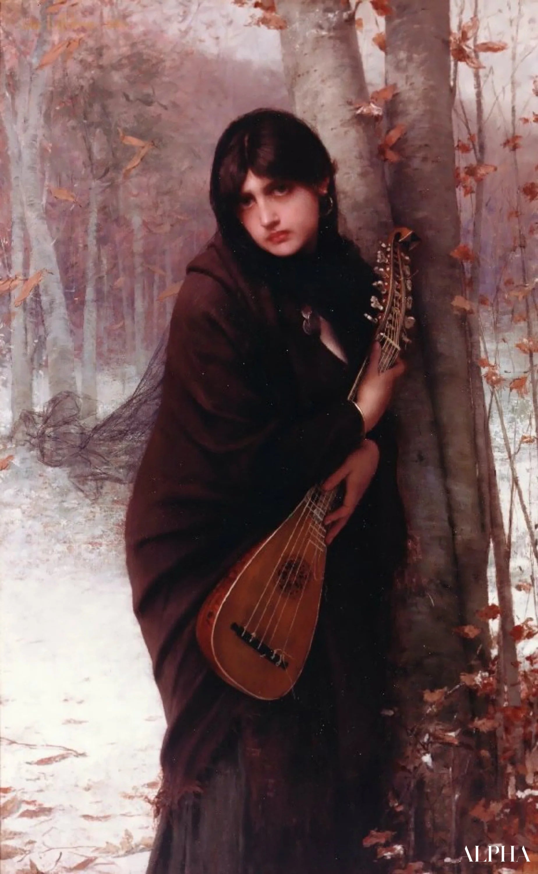 The Girl with the Mandolin - Jules Lefebvre - High-end reproductions of paintings and artworks