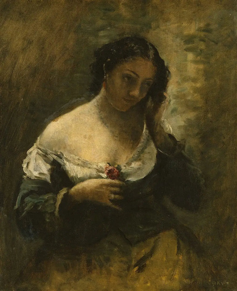 The Girl with the Rose - Jean-Baptiste Camille Corot