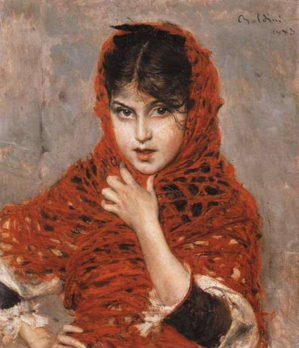 The Girl with the Red Shawl - Giovanni Boldini