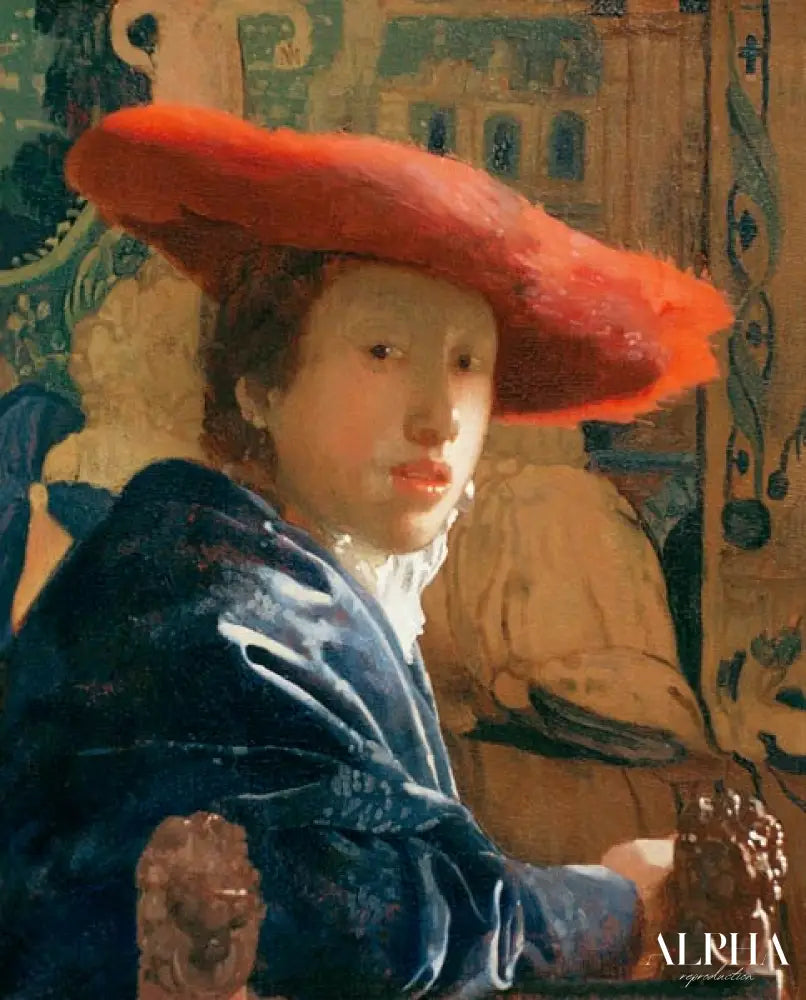 La Fille au chapeau rouge - Johannes Vermeer - Reproductions de tableaux et peintures haut de gamme