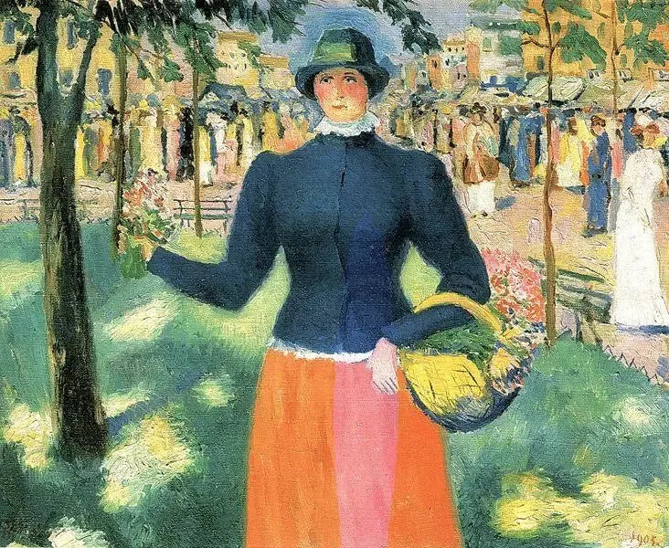 The Girl with Flowers II - Kazimir Malevich