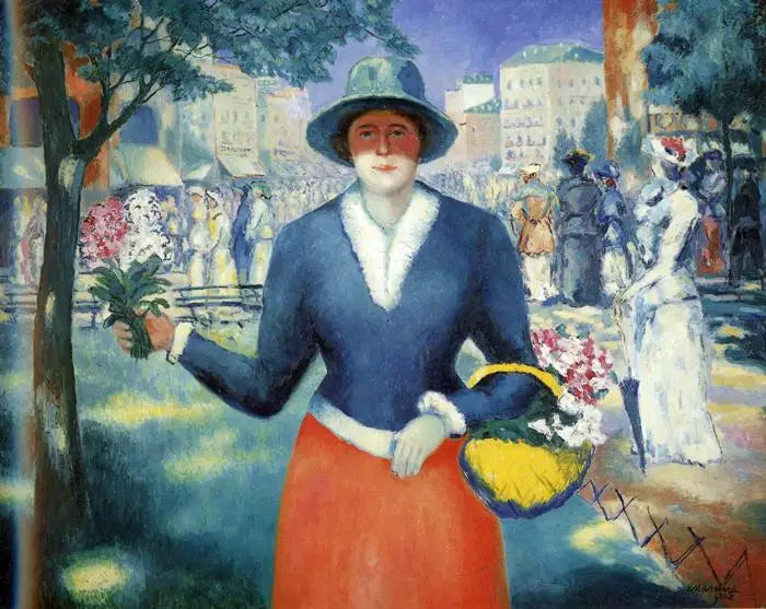 The Girl with Flowers III - Kazimir Malevich