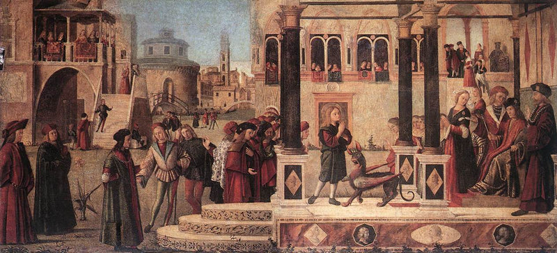 The daughter of Emperor Gordian is exorcised by Saint Triphun - Vittore Carpaccio