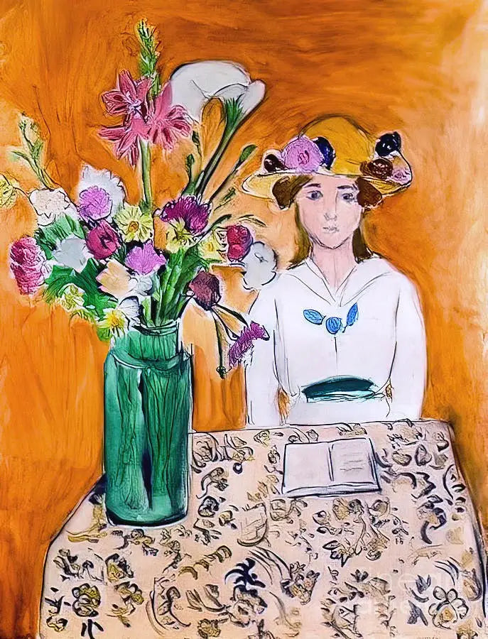 The Girl in White and the Bouquet - Henri Matisse