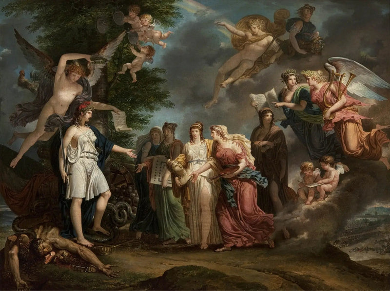 France Triumphant Encouraging Sciences and Arts Amidst War - Charles Meynier