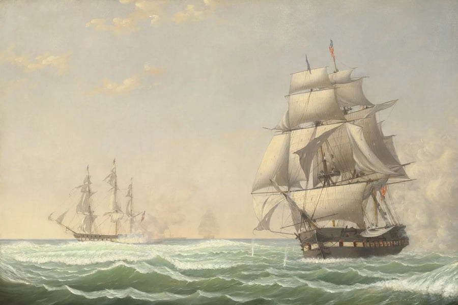 The American frigate « President » engaging the British squadron, 1815 - Fitz Henry Lane