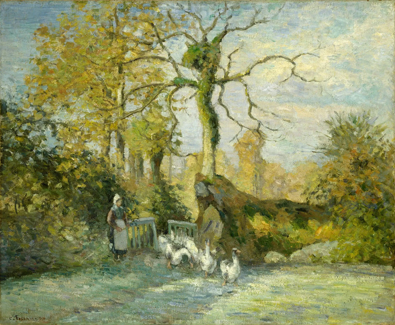 The Goose Girl at Montfoucault (White Frost) - Camille Pissarro