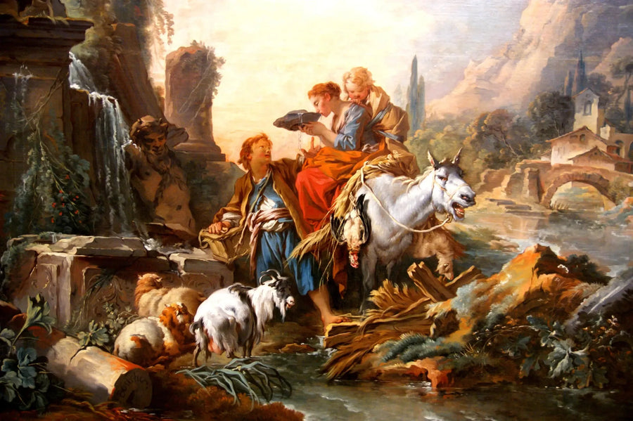 The stop at the fountain - François Boucher