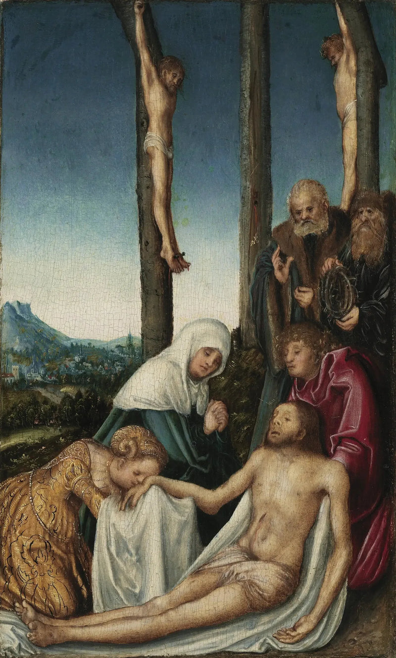 The Lamentation with the two crucified brigands - Lucas Cranach the Elder