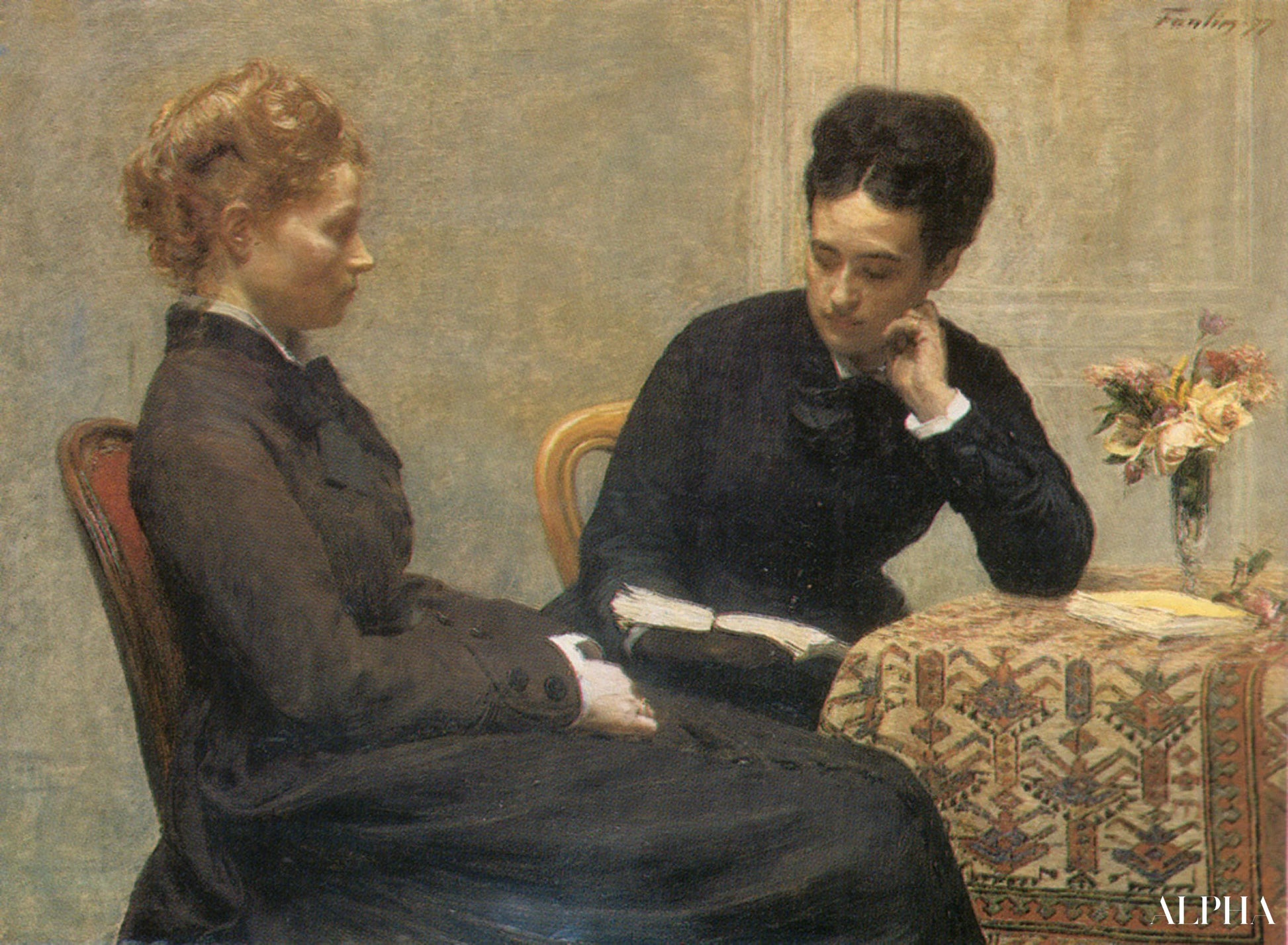 'The Reading, 1877 - Henri Fantin-Latour - High-end reproductions of paintings and artworks'