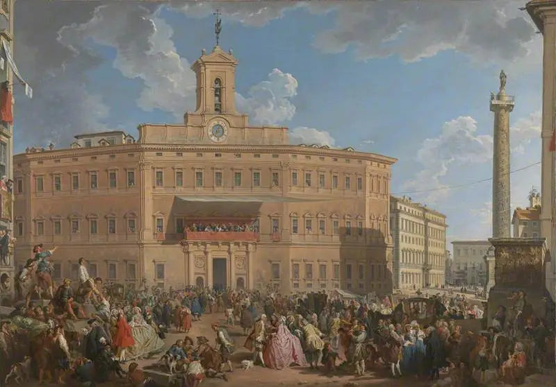 La Loterie on Piazza di Montecitorio - Giovanni Paolo Panini