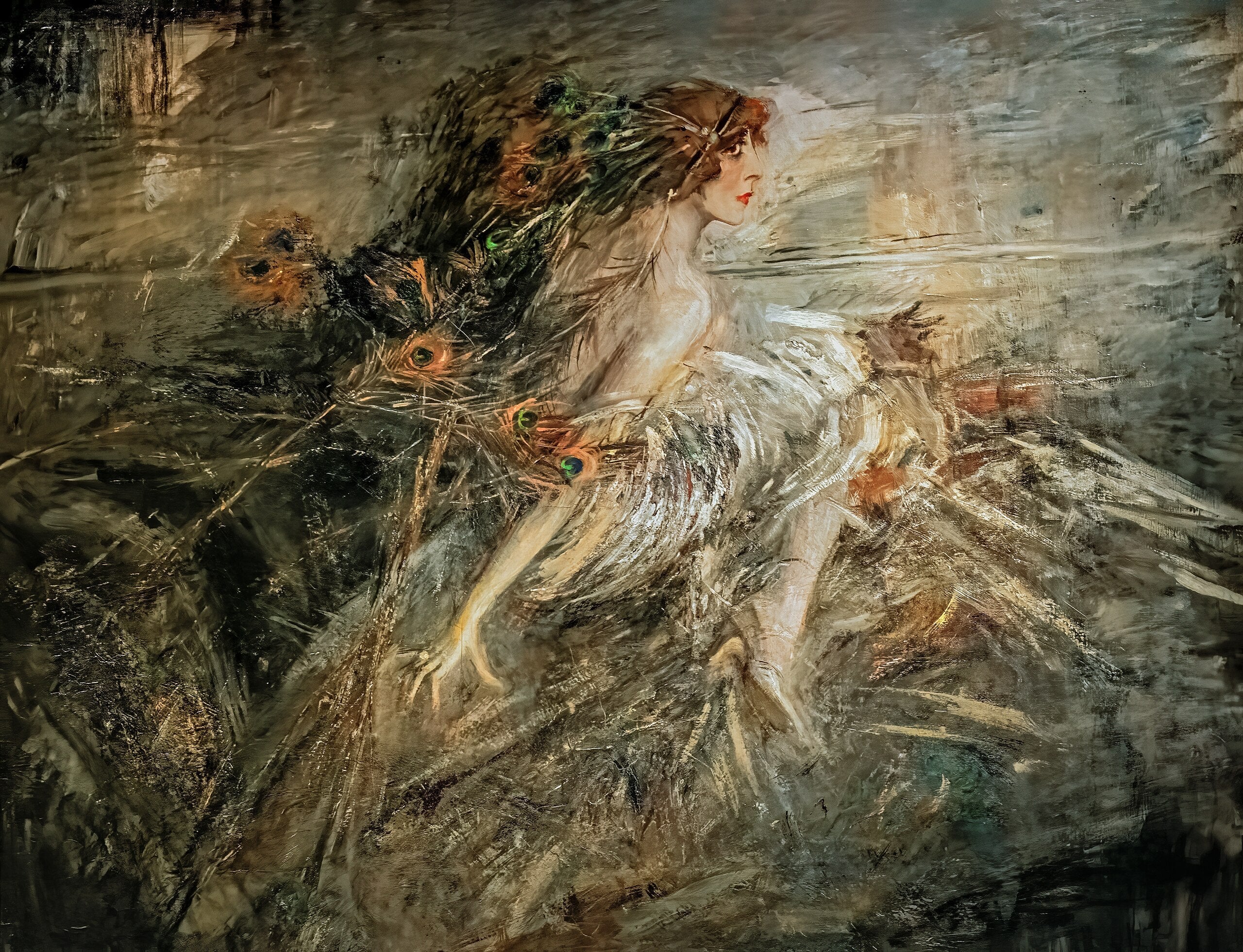 La Marquise Luisa Casati avec des plumes de paon - Giovanni Boldini - Alpha Reproduction
