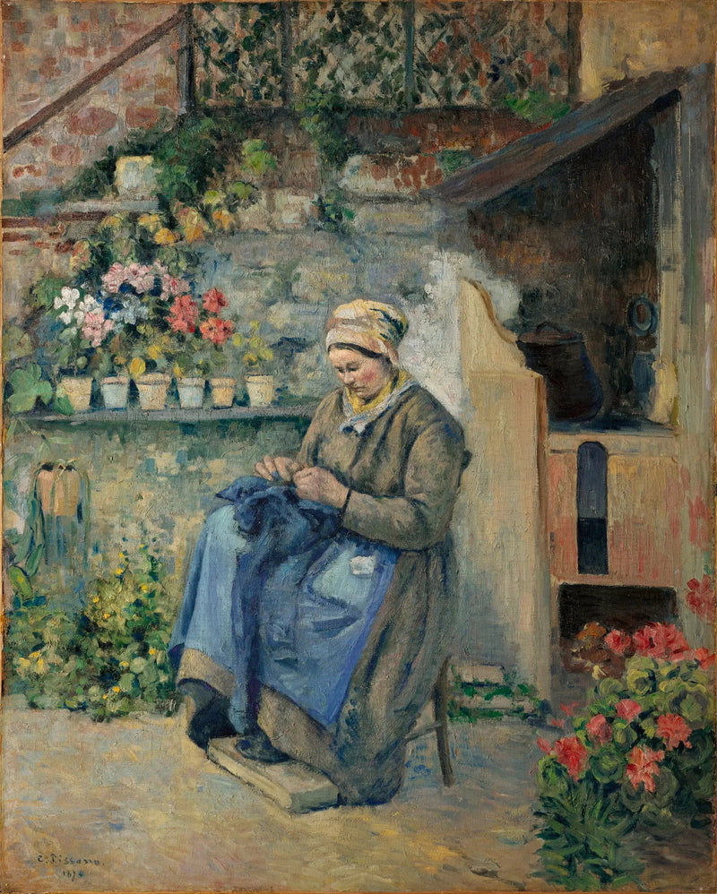 The Mending Mother Jolly - Camille Pissarro