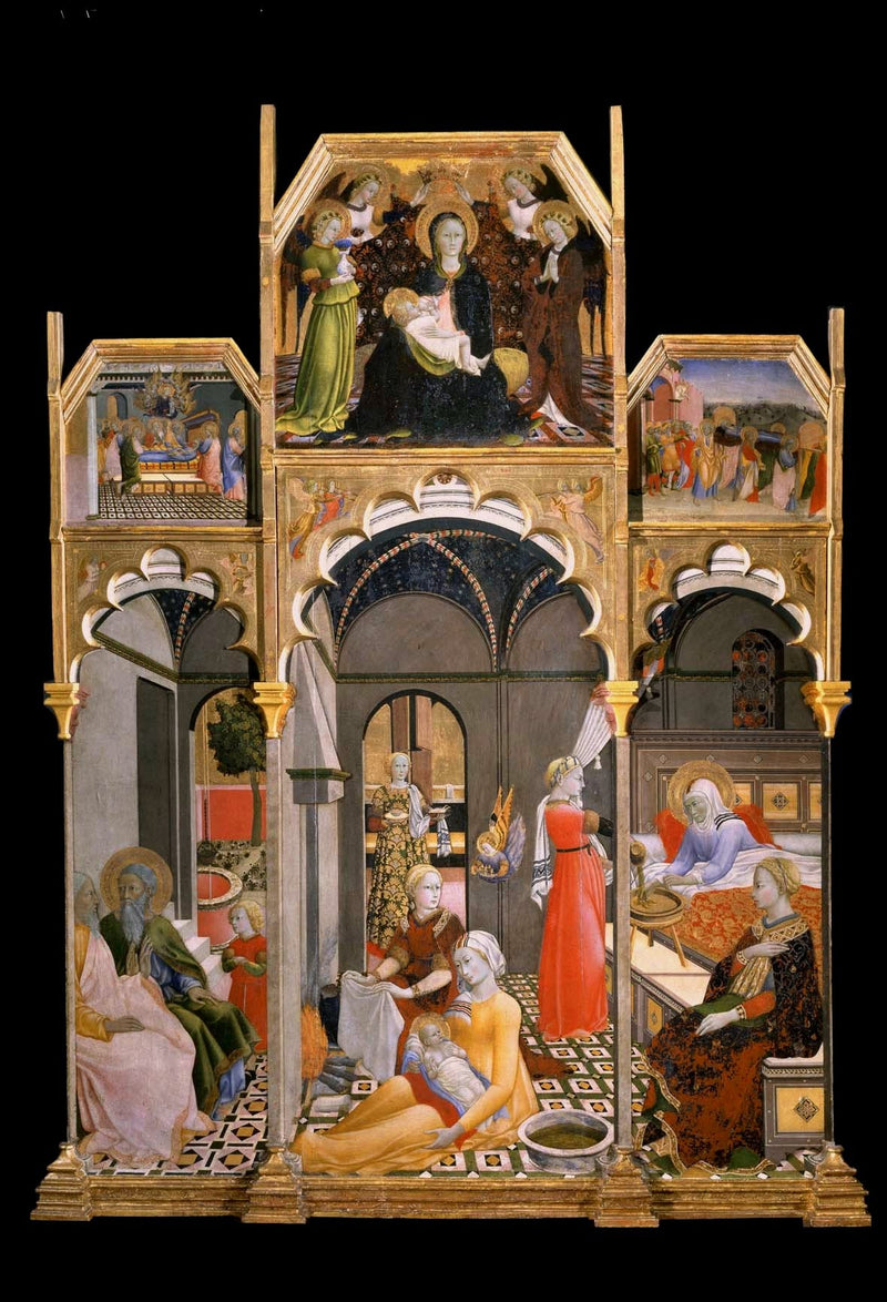 The Birth of the Virgin and other scenes from her life - Master of the Osservanza