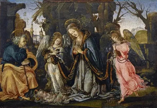 The Nativity with Two Angels - Filippino Lippi