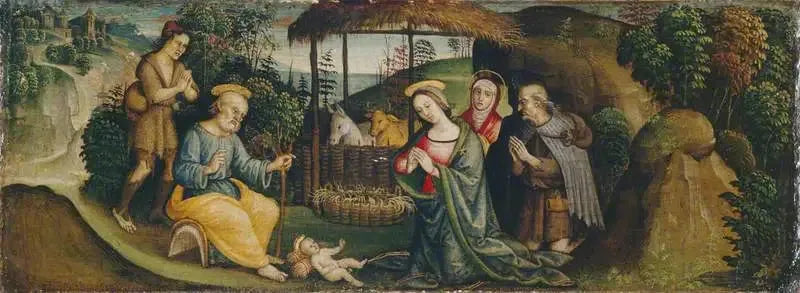 The Nativity with Saint Bridget - Pietro Perugino