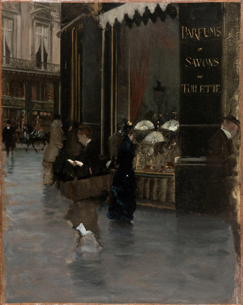 Violet Perfumerie, at the corner of Boulevard des Capucines and Rue Scribe - Giuseppe De Nittis