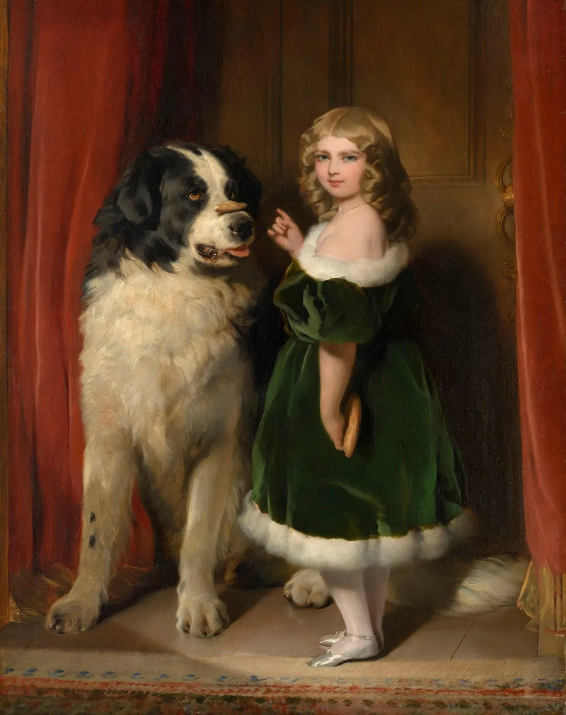 Princess Mary of Cambridge with Nelson, a Newfoundland dog - Edwin Henry Landseer