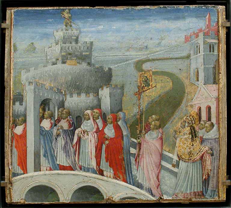 The Procession of Saint Gregory at the Castel Sant'Angelo - Giovanni di Paolo