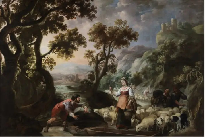 The meeting of Jacob and Rachel at the well - Bartolomé Esteban Murillo