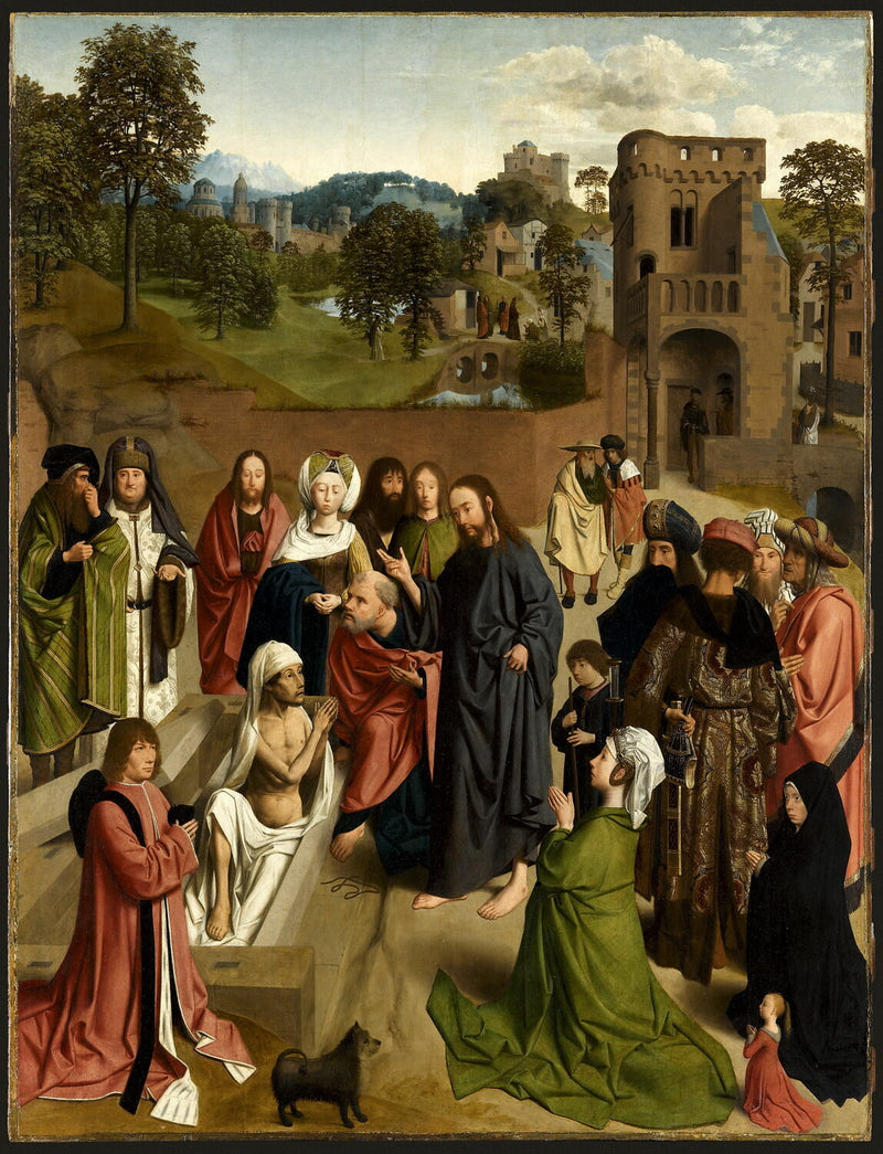 The Resurrection of Lazarus, with a couple of donors and their daughter - Geertgen tot Sint Jans