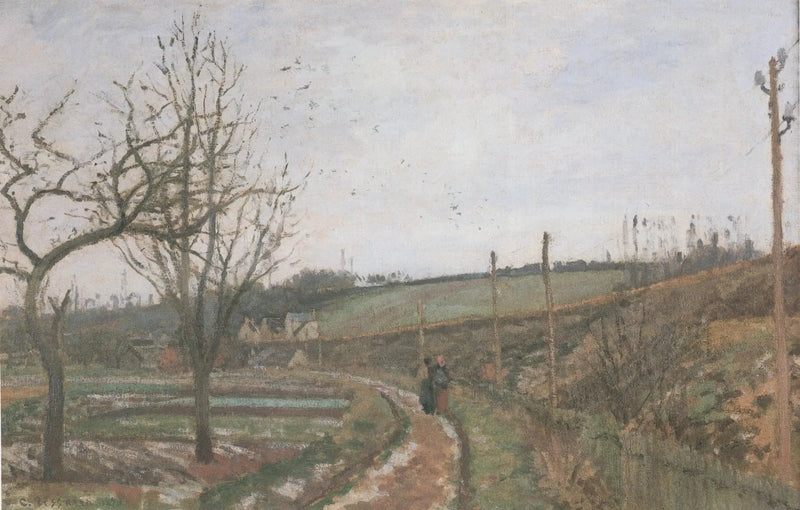The Road by the Railway, Snow Effect - Camille Pissarro