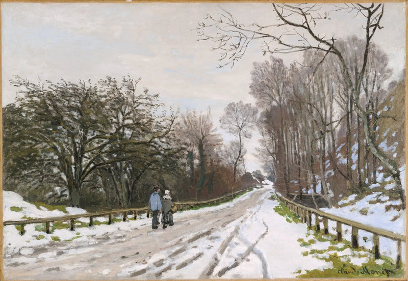 The Road to the Saint-Siméon Farm, Snow Effect - Claude Monet