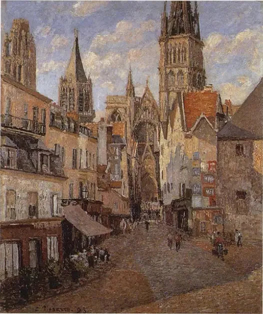 The Grocery Street in Rouen, late afternoon - Camille Pissarro