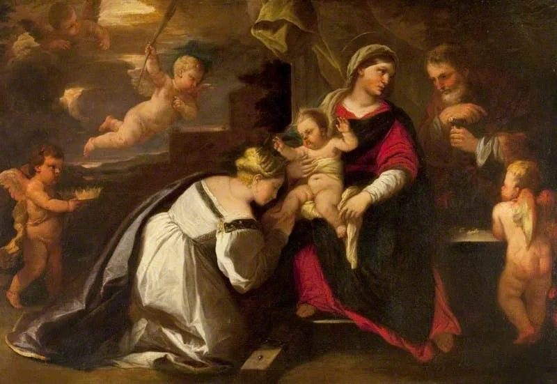The Holy Family with Saint Catherine of Alexandria - Luca Giordano
